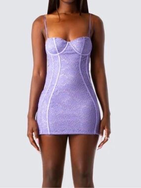 Finesse Lilac Lace Bustier Mini Dress